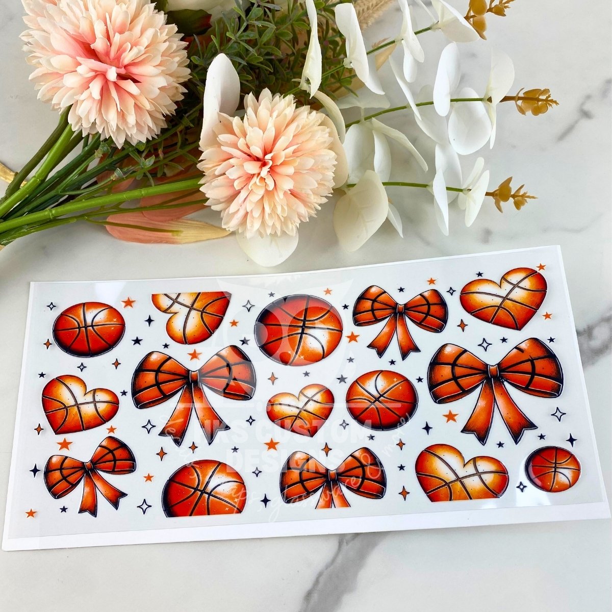 Basketballs and Bows | 16 oz UV DTF Wrap