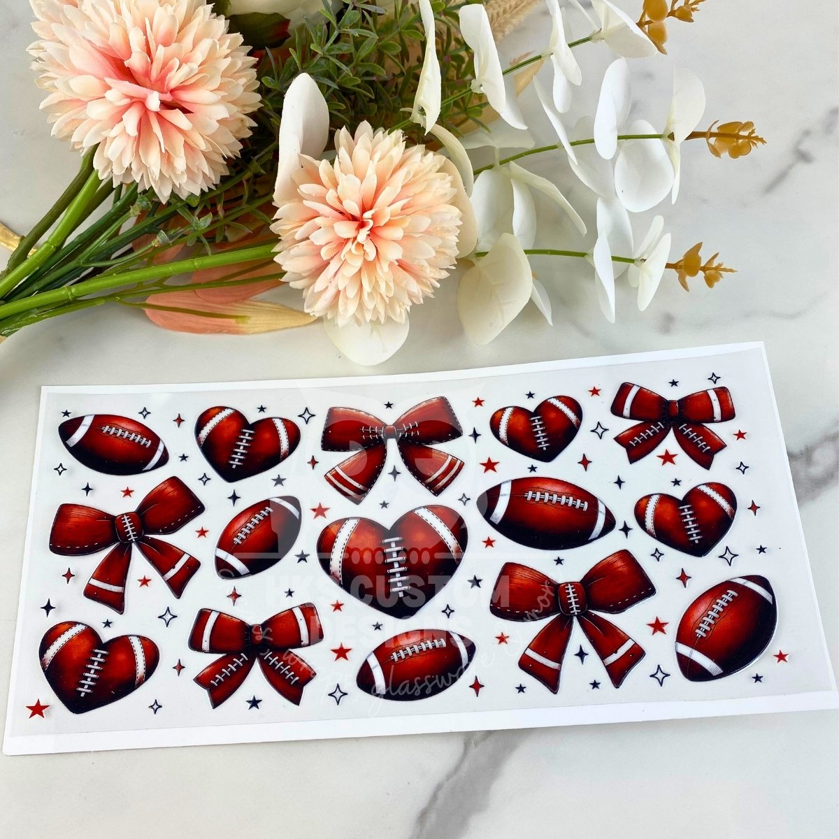 Footballs and Bows | 16 oz UV DTF Wrap