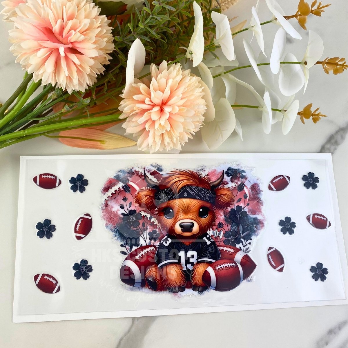 Football Cow | 16 oz UV DTF Wrap