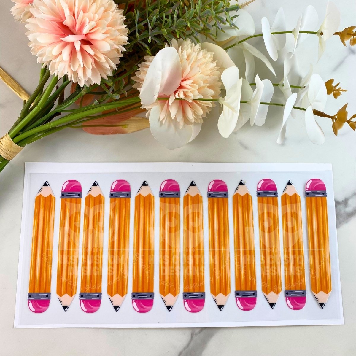 Teacher Pencils | 16 oz UV DTF Wrap