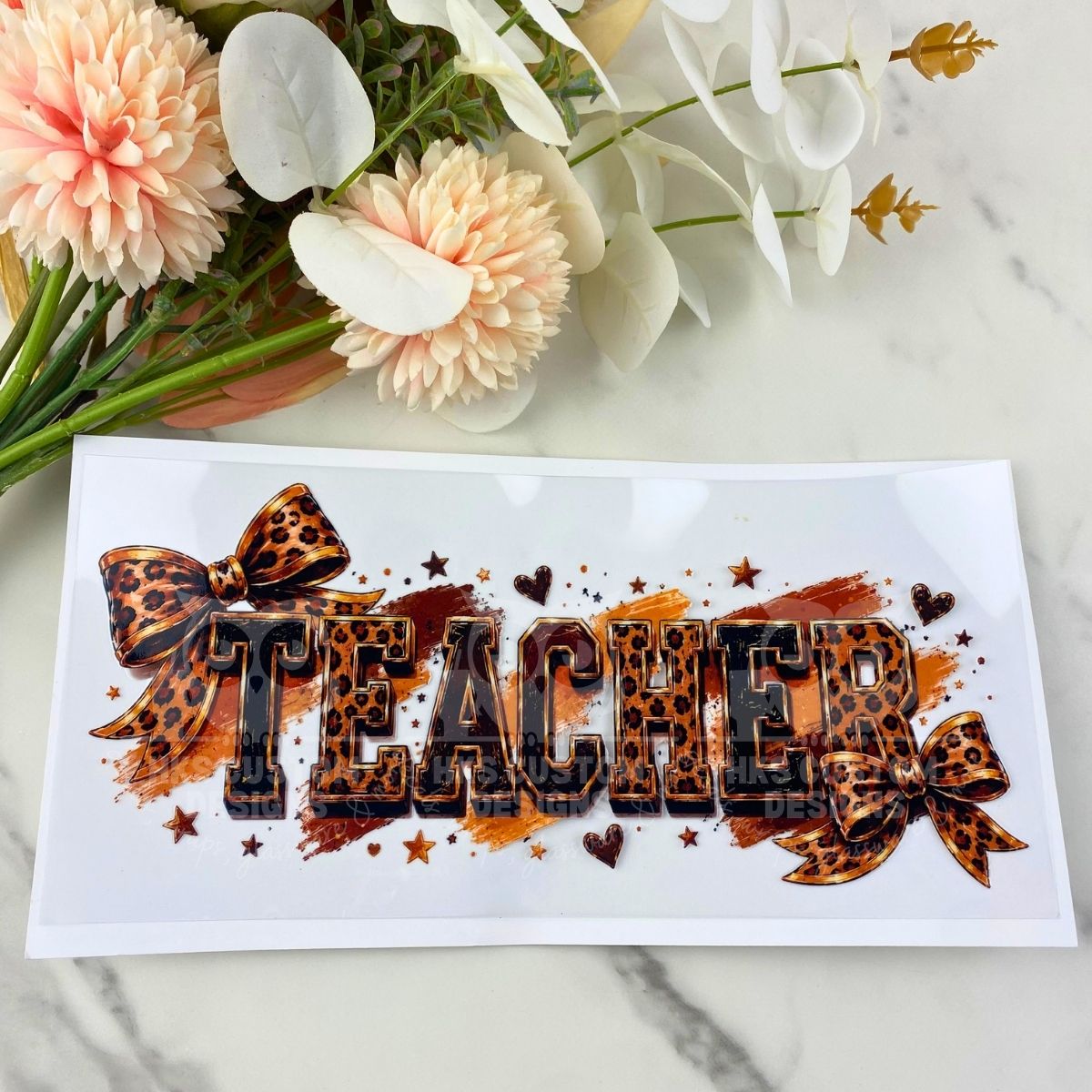 Teacher Brown Bow | 16 oz UV DTF Wrap