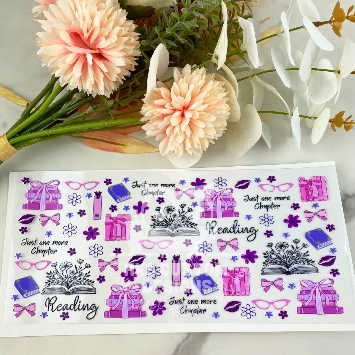 Pink and Purple Books | 16 oz UV DTF Wrap