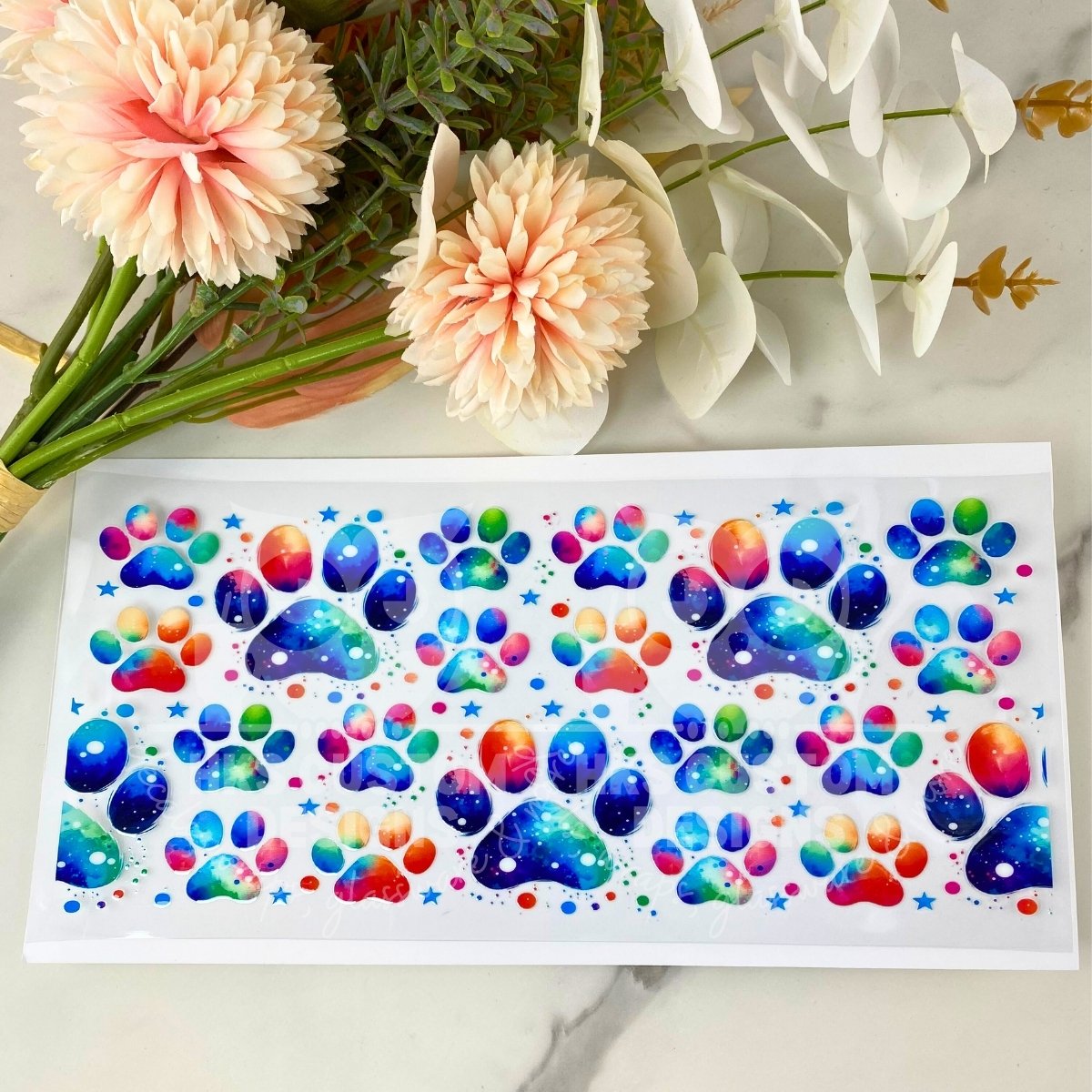 Colorful Paw Prints2 | 16 oz UV DTF Wrap
