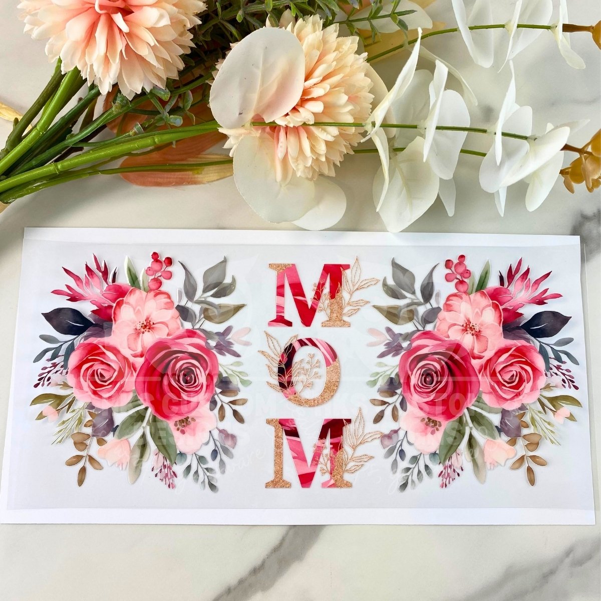 Mom Pink and Gold | 16 oz UV DTF Wrap