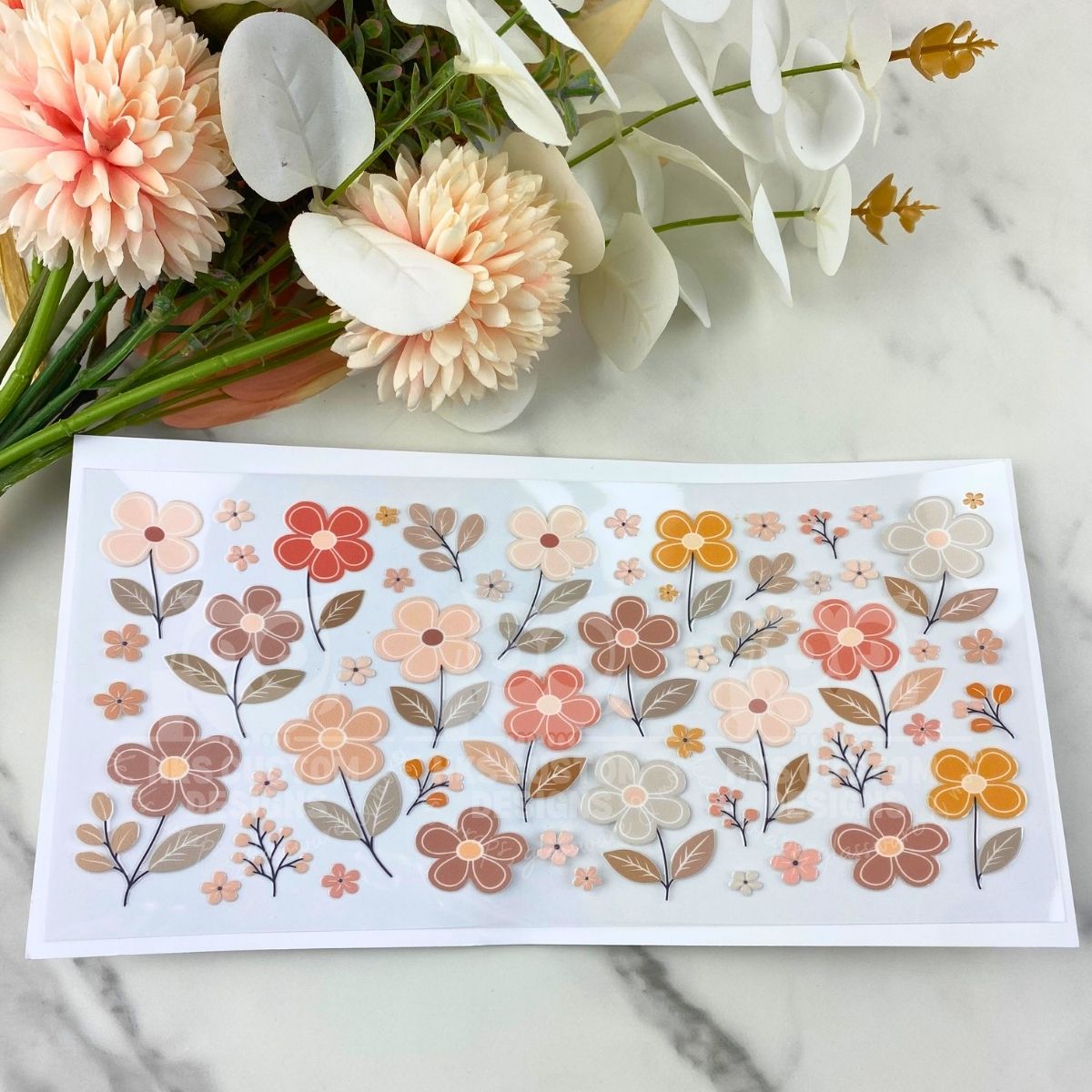 Tan Floral | 16 oz UV DTF Wrap