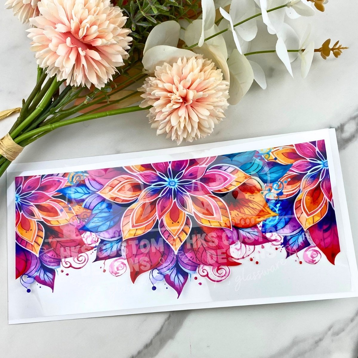 Floral Mandala | 16 oz UV DTF Wrap