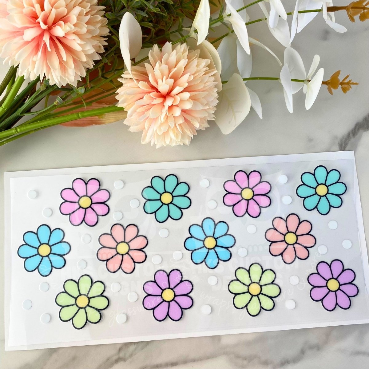 Simple Pastel Daisy | 16 oz UV DTF Wrap