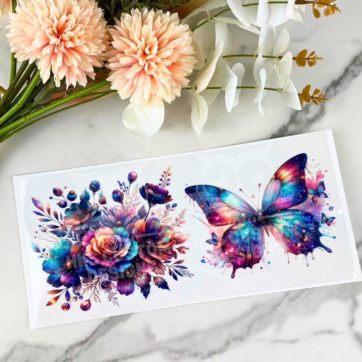 Butterfly & Flower | 16 oz UV DTF Wrap