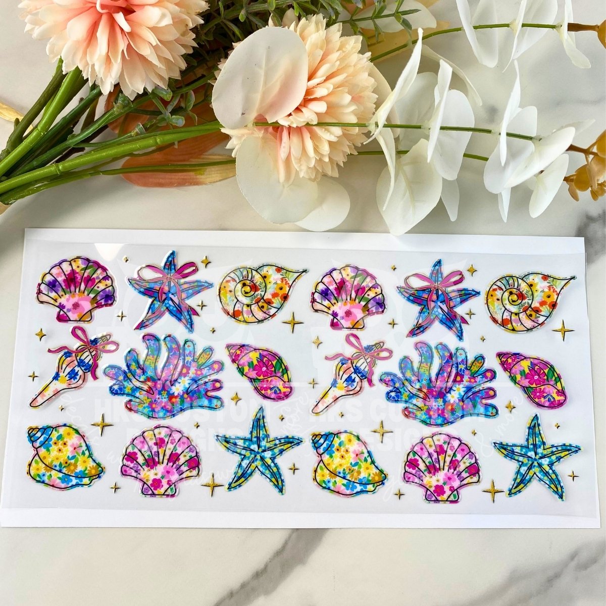 Colorful Shells | 16 oz UV DTF Wrap