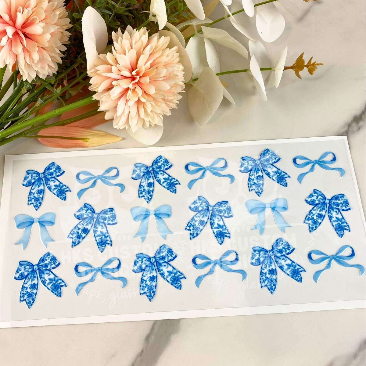 Blue Bows | 16 oz UV DTF Wrap