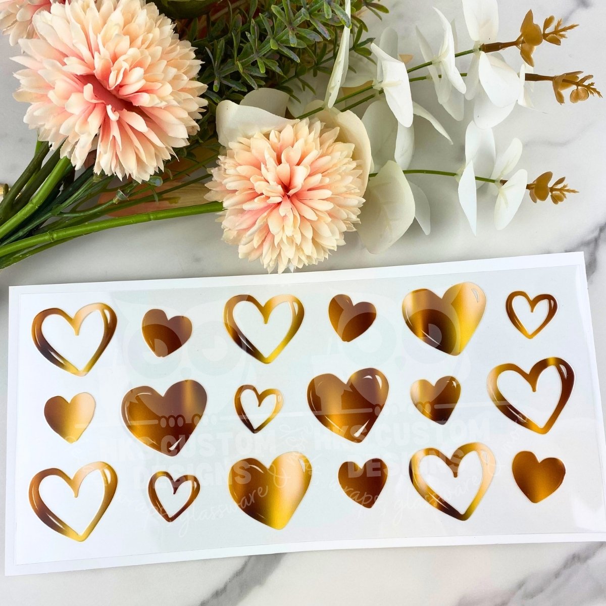 Gold Hearts | 16 oz UV DTF Wrap