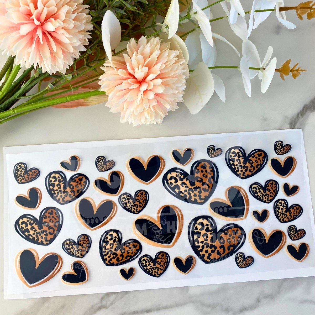 Leopard Print Hearts | 16 oz UV DTF Wrap