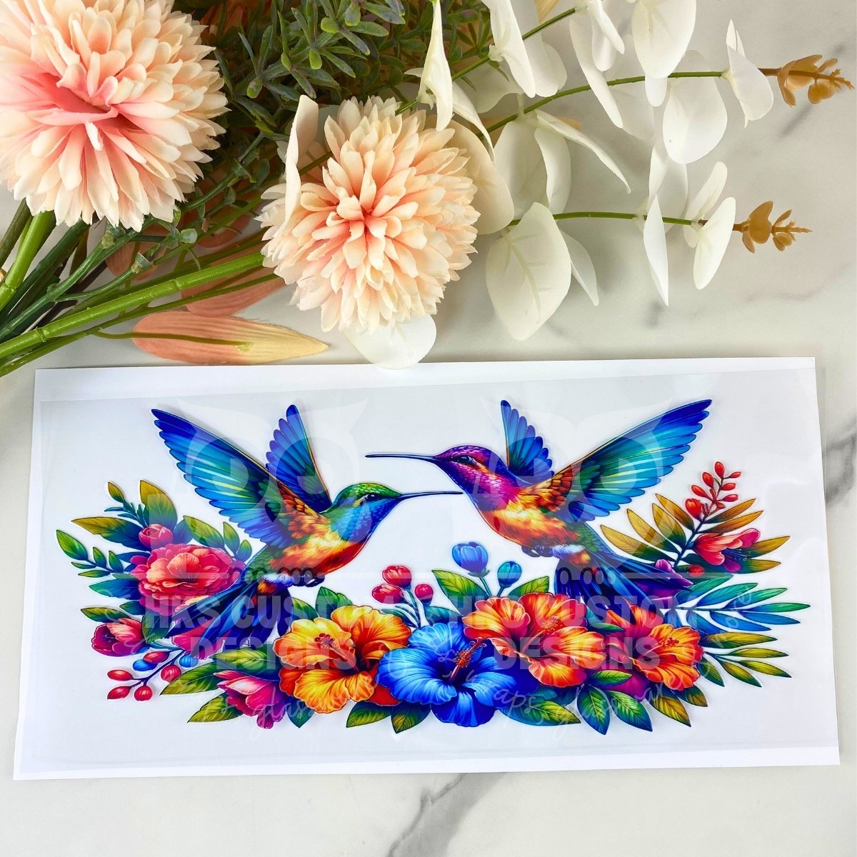 Two Hummingbirds | 16 oz UV DTF Wrap
