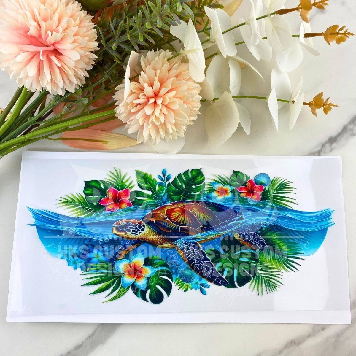 Tropical Turtle | 16 oz UV DTF Wrap