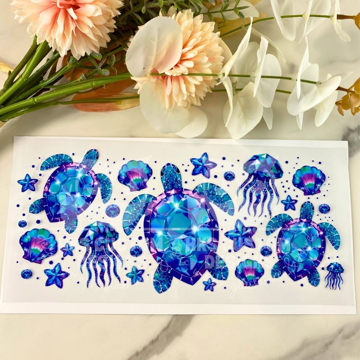 Rhinestone Turtles | 16 oz UV DTF Wrap