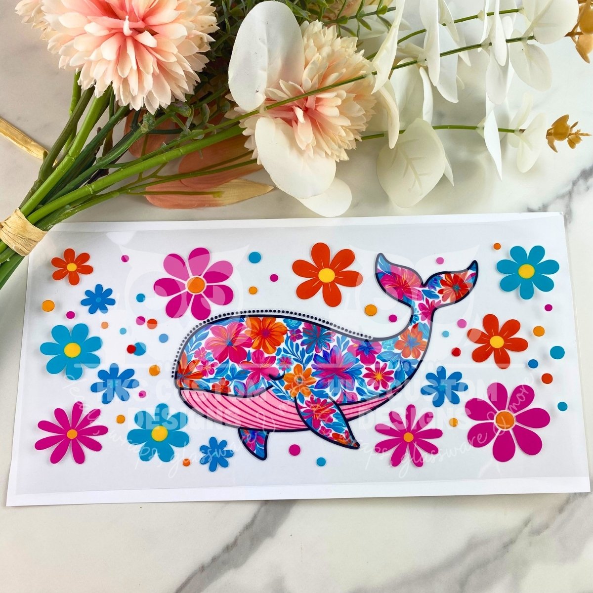 Floral Whale | 16 oz UV DTF Wrap