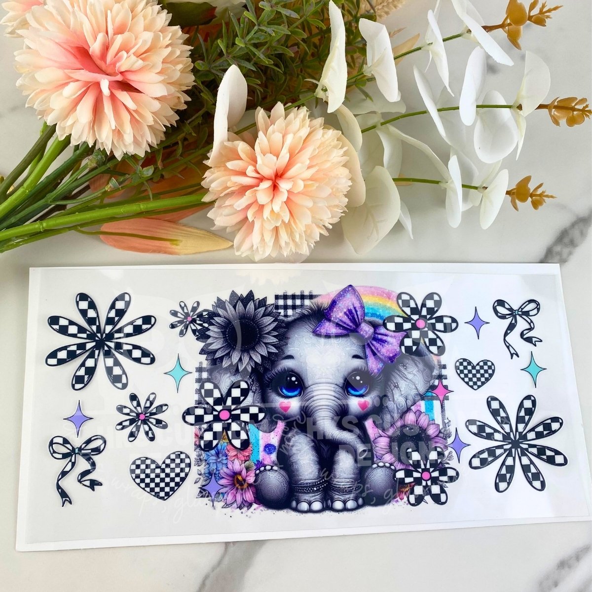 Elephant with Bow | 16 oz UV DTF Wrap