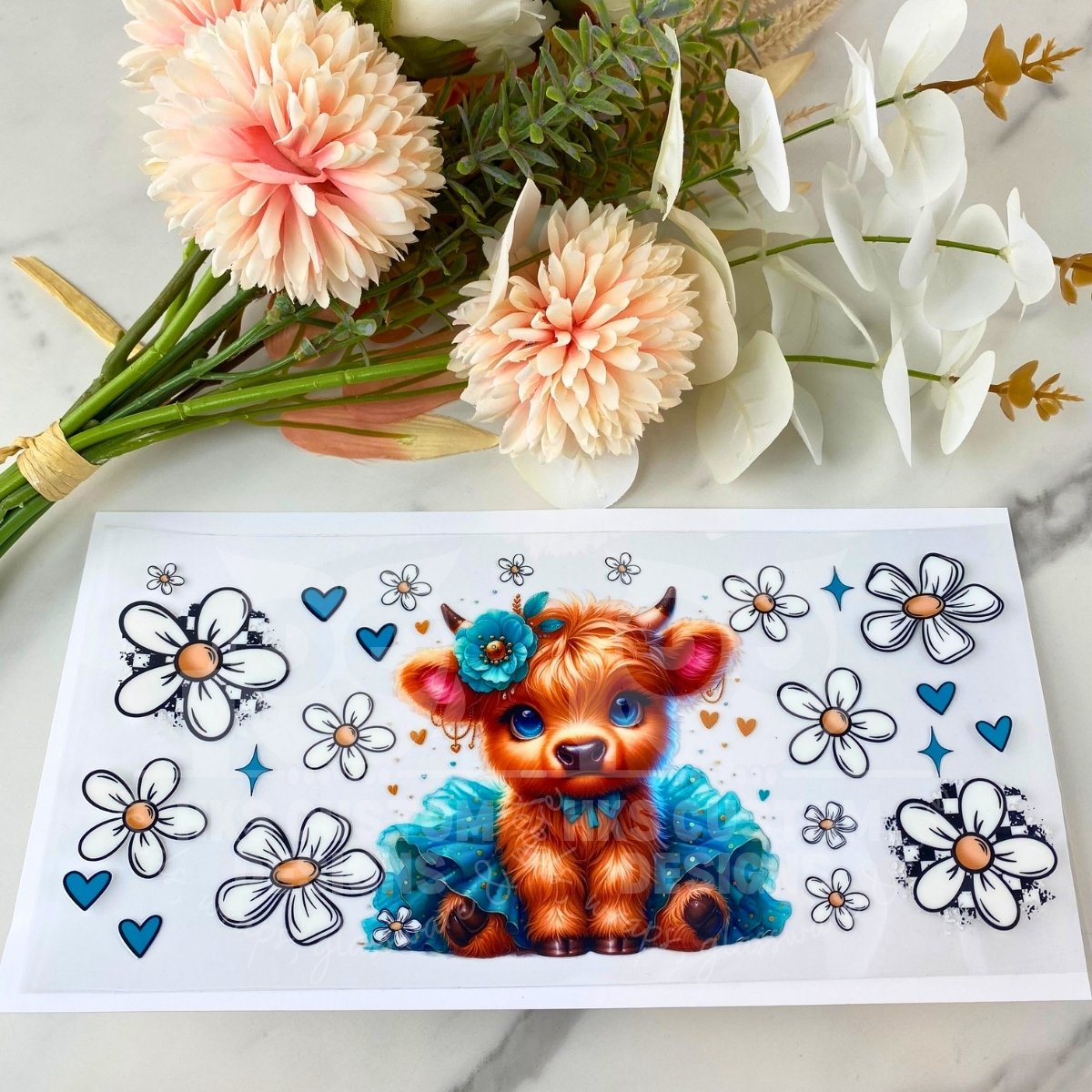 Blue Tutu Cow | 16 oz UV DTF Wrap