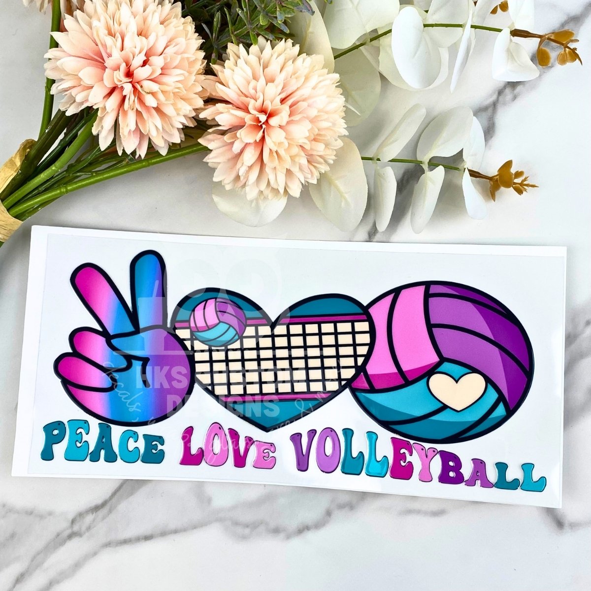 Peace Love Volleyball | 16 oz UV DTF Wrap