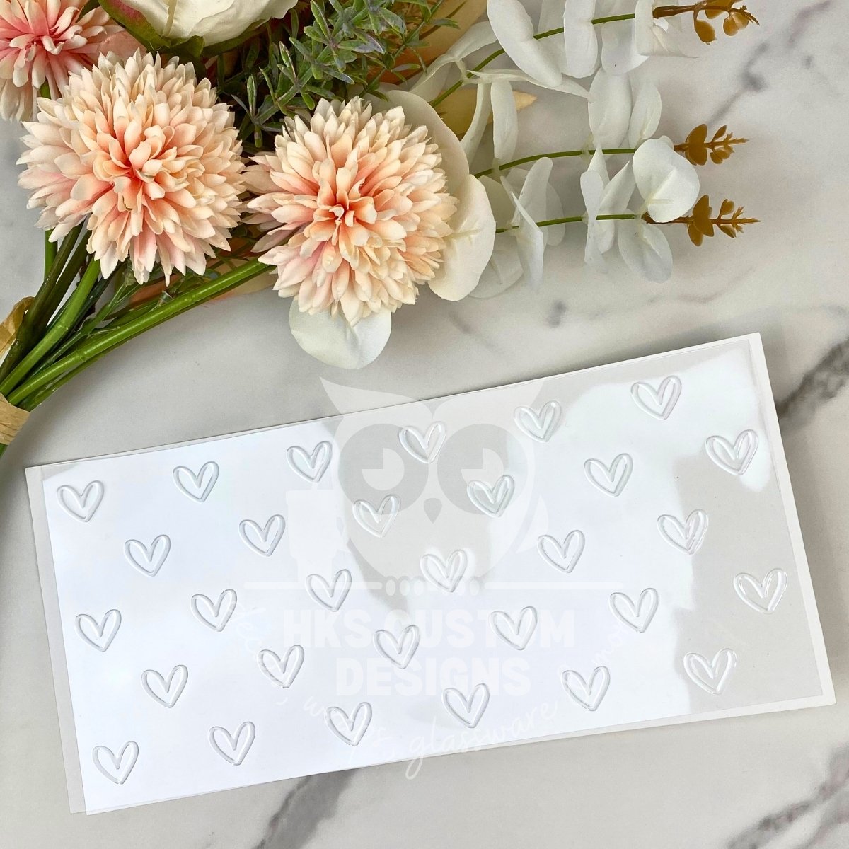 White Hearts | 16 oz UV DTF Wrap