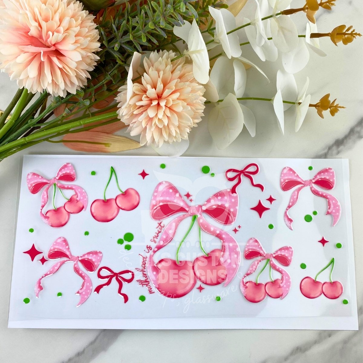 Motherhood is Sweet Cherry | 16 oz UV DTF Wrap