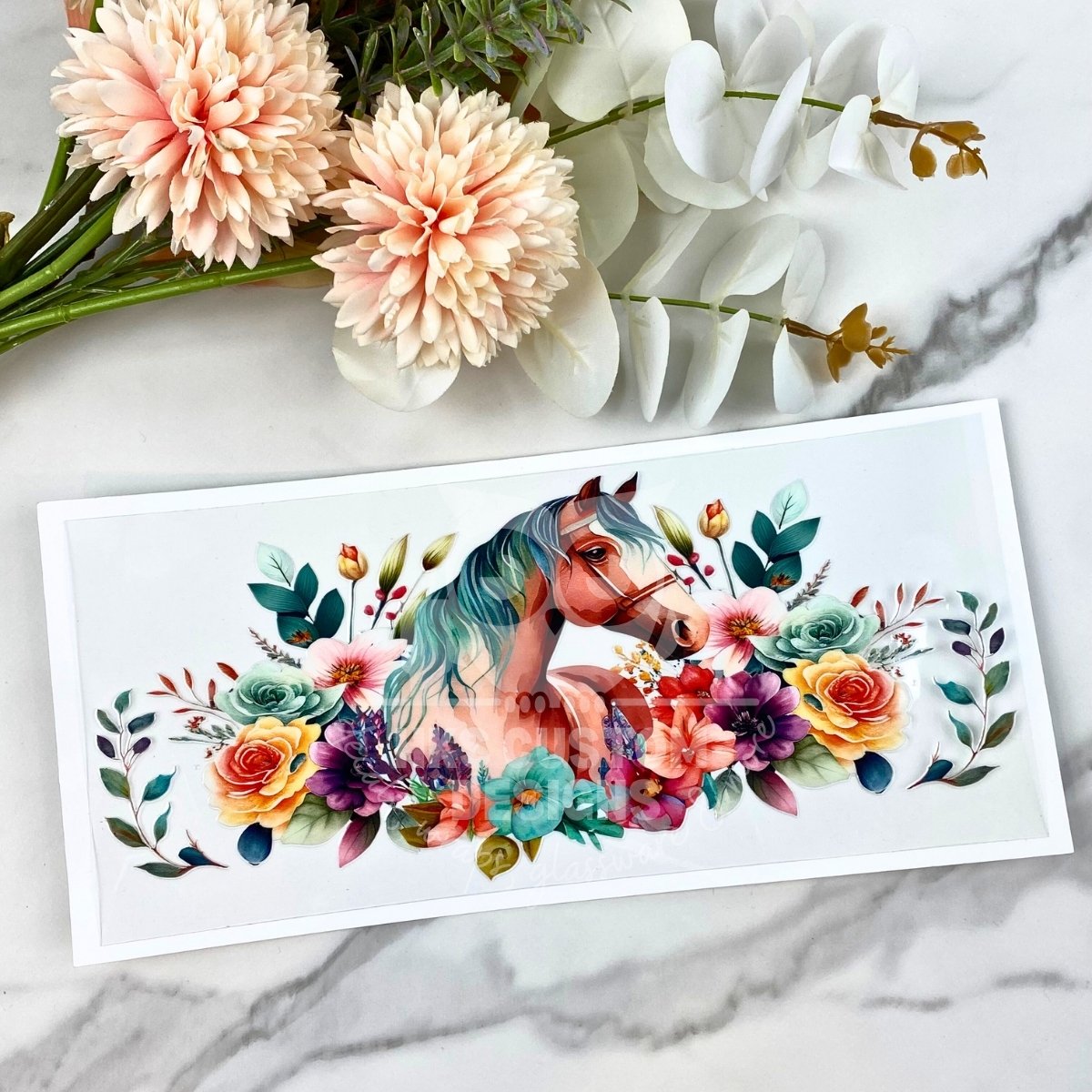 Floral Horse2 | 16 oz UV DTF Wrap