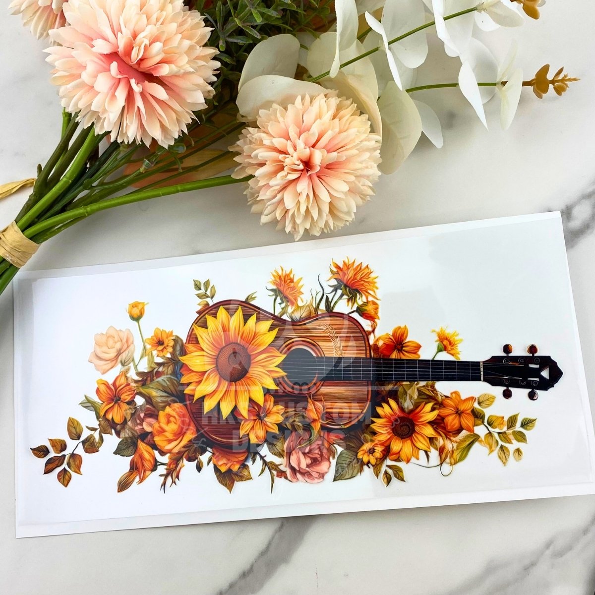 Guitar Floral | 16 oz UV DTF Wrap