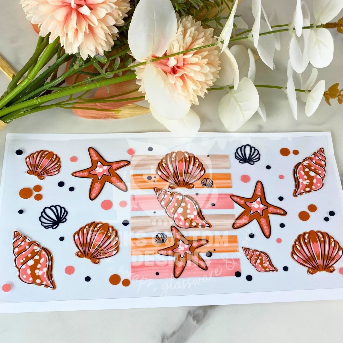 Sea Shells | 16 oz UV DTF Wrap