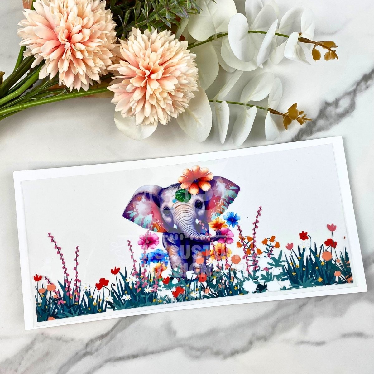 Floral Elephant | 16 oz UV DTF Wrap