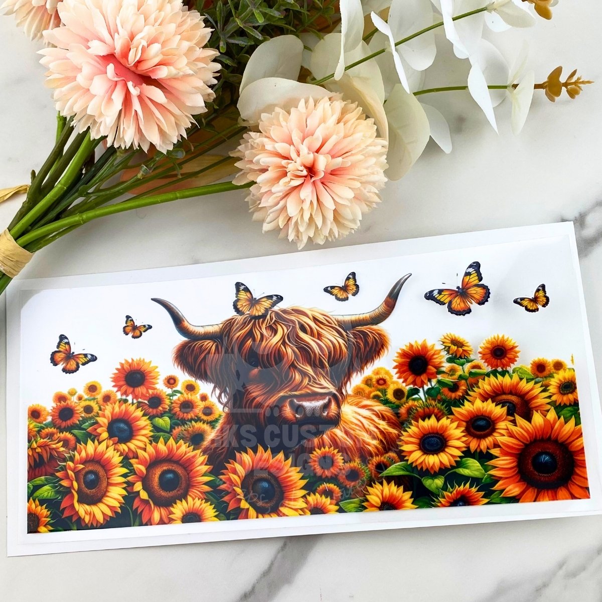 Sunflower Highland Cow2 | 16 oz UV DTF Wrap