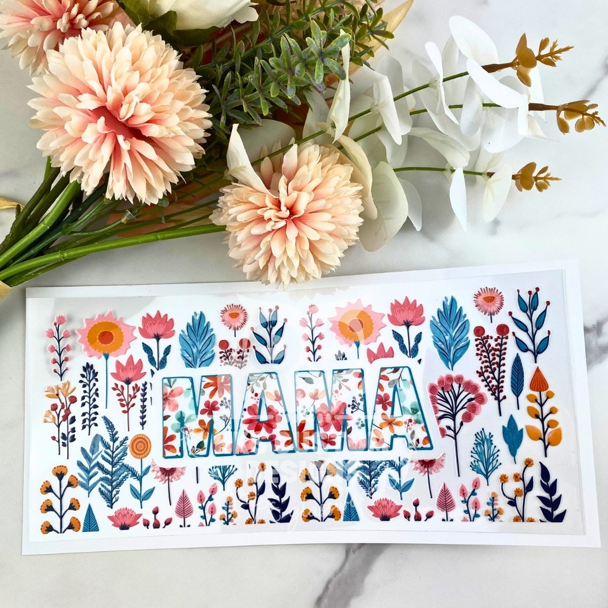Mama Small Flowers | 16 oz UV DTF Wrap