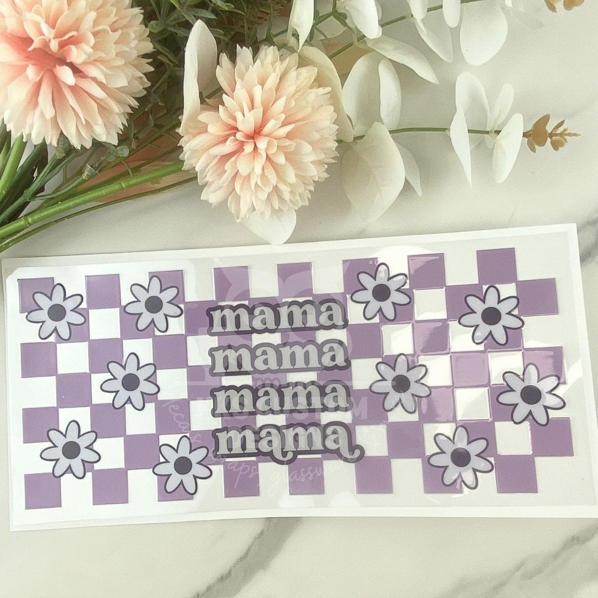 Checkered Mama | 16 oz UV DTF Wrap