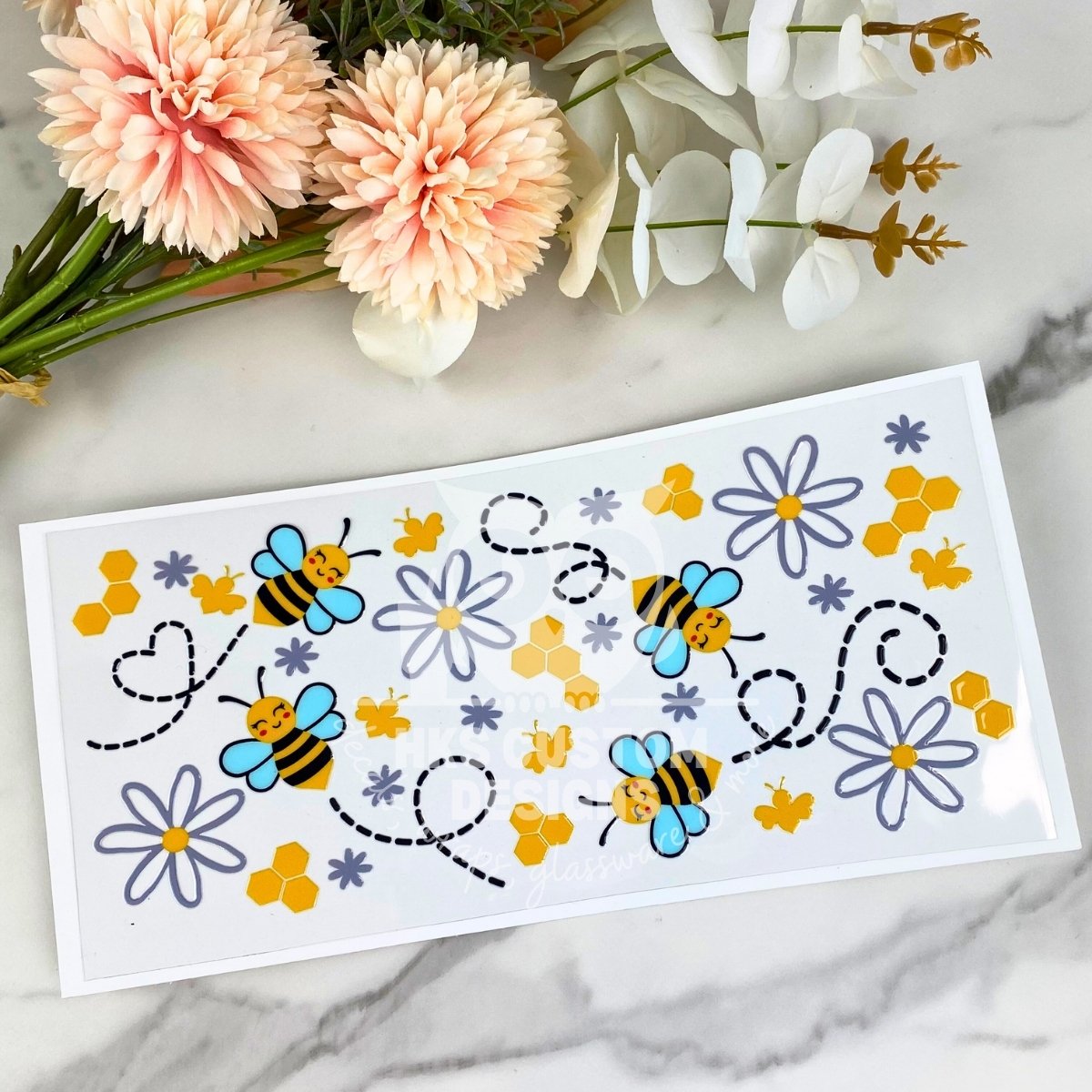 Happy Bees | 16 oz UV DTF Wrap