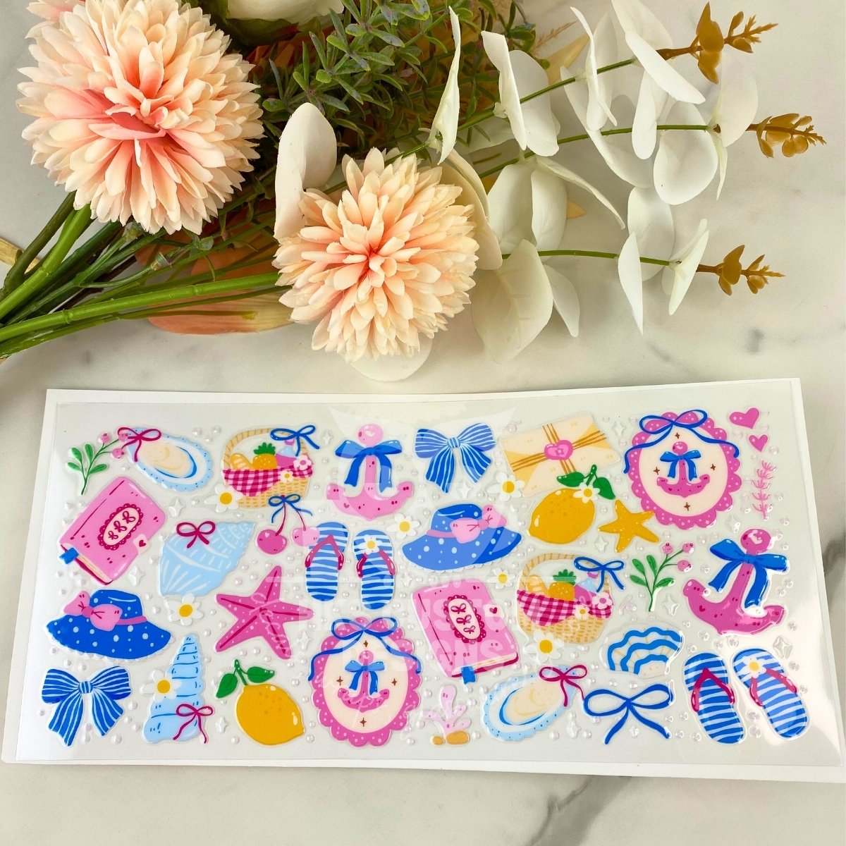 Nautical Beach Theme | 16 oz UV DTF Wrap