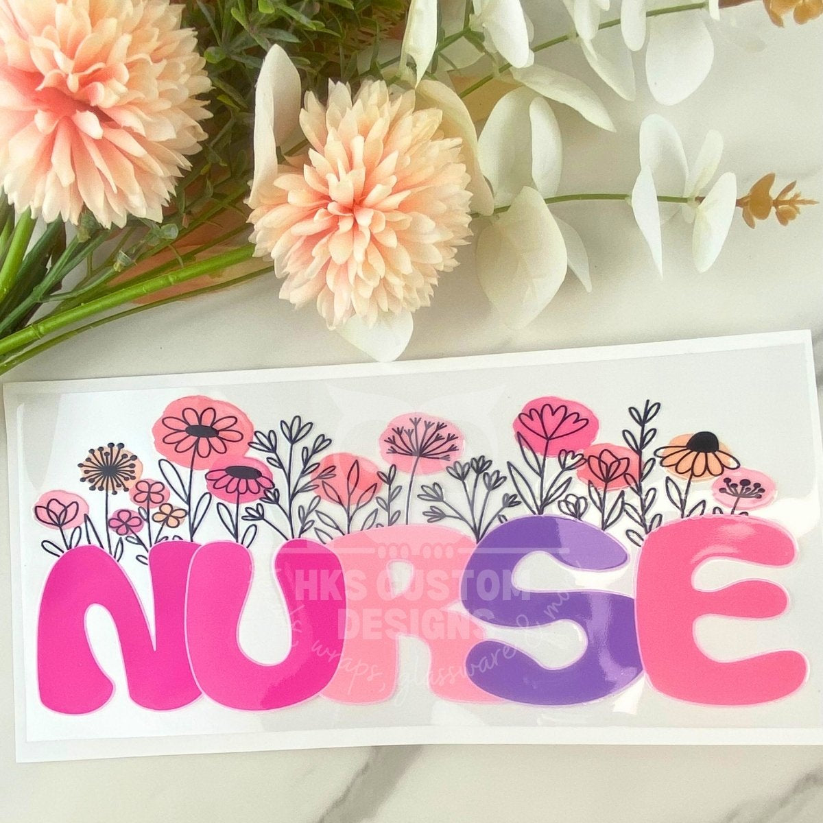 Nurse (flowers) | 16 oz UV DTF Wrap