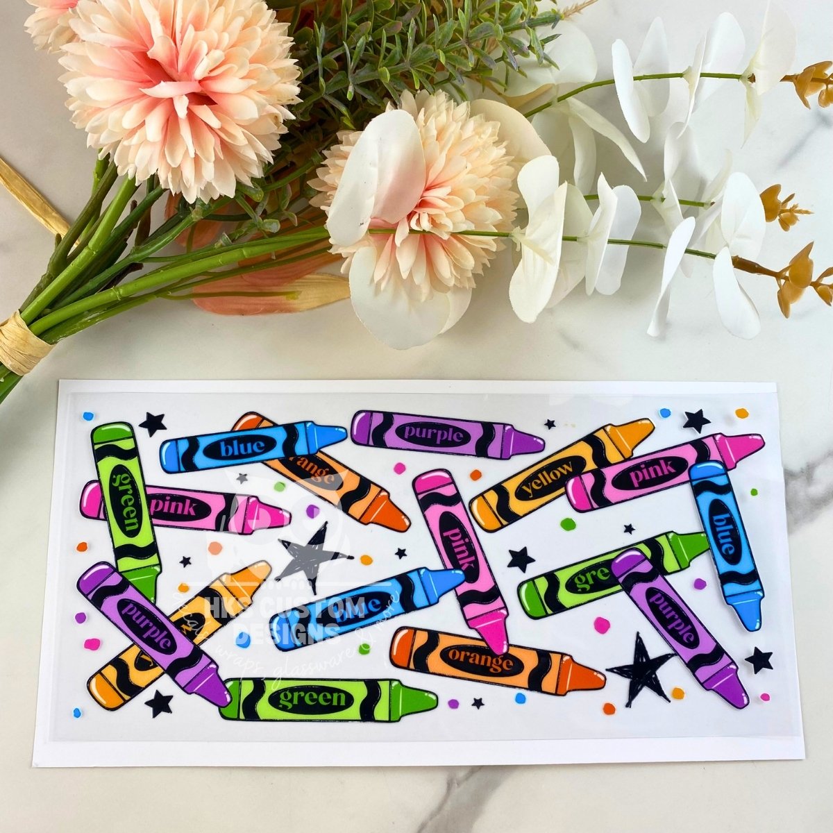 Colorful Crayons | 16 oz UV DTF Wrap