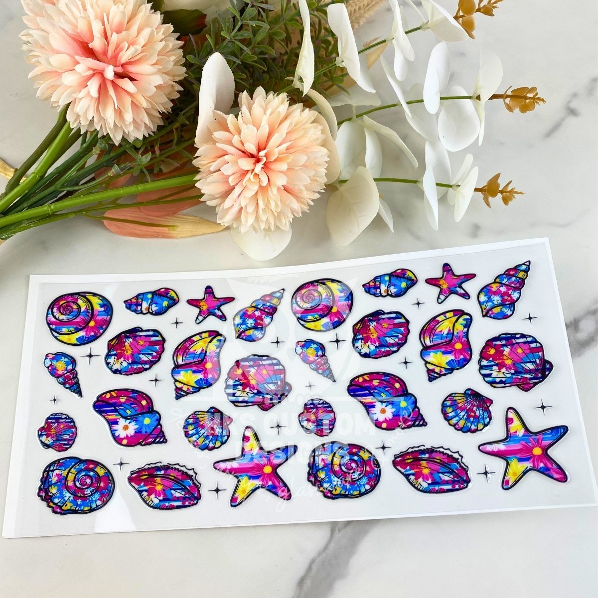 Colorful Shells | 16 oz UV DTF Wrap