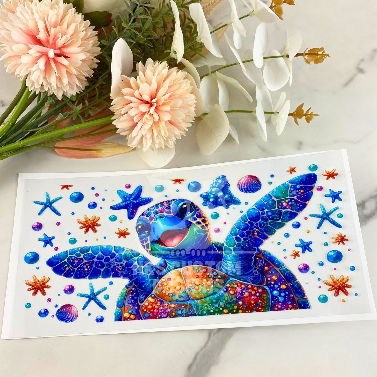 Happy Turtle | 16 oz UV DTF Wrap