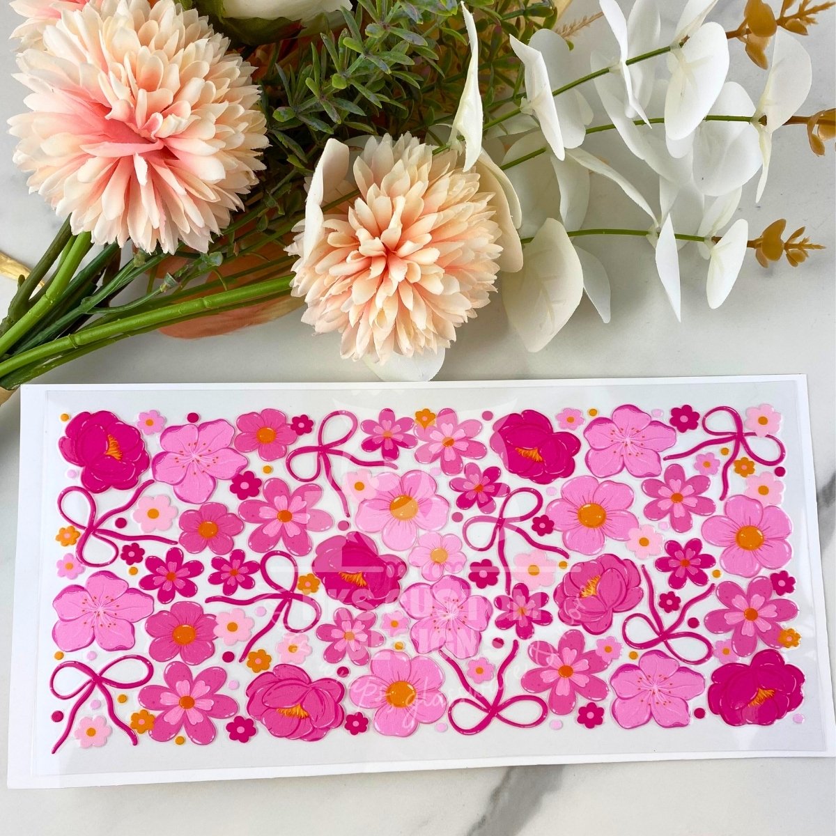 Pink Floral | 16 oz UV DTF Wrap