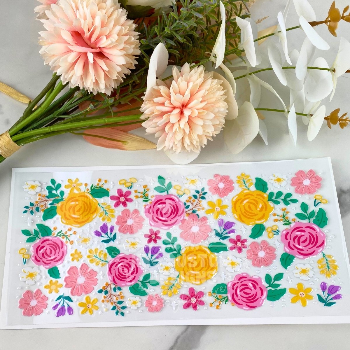 Colorful Roses | 16 oz UV DTF Wrap