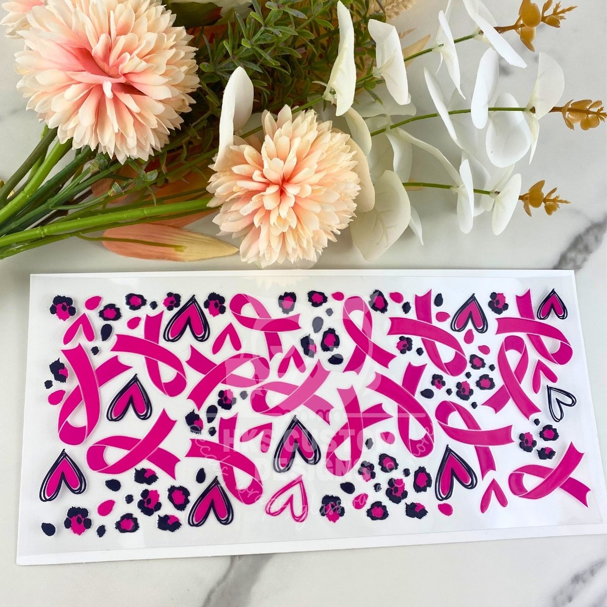 Breast Cancer Ribbons | 16 oz UV DTF Wrap