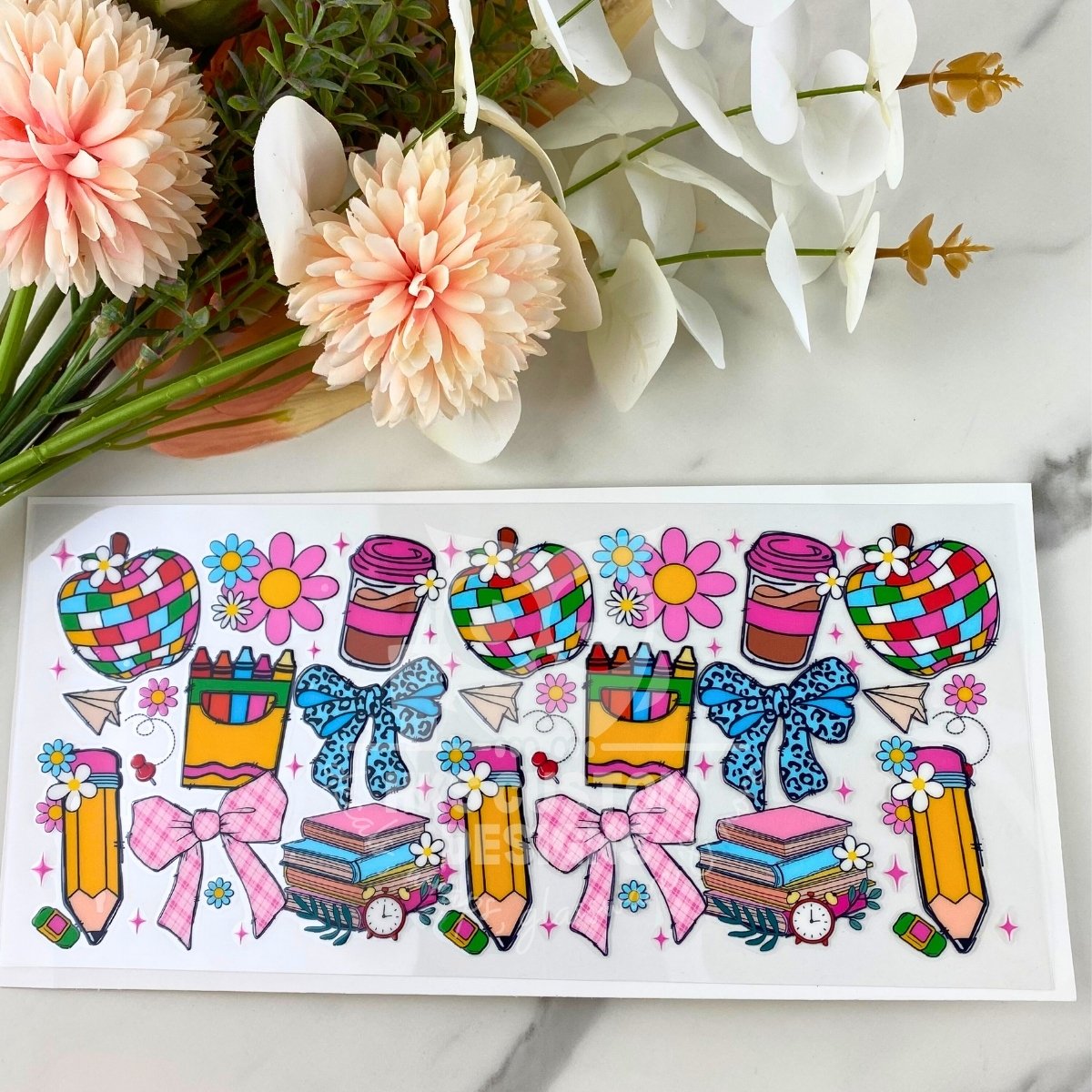 Cute Teacher Doodle | 16 oz UV DTF Wrap