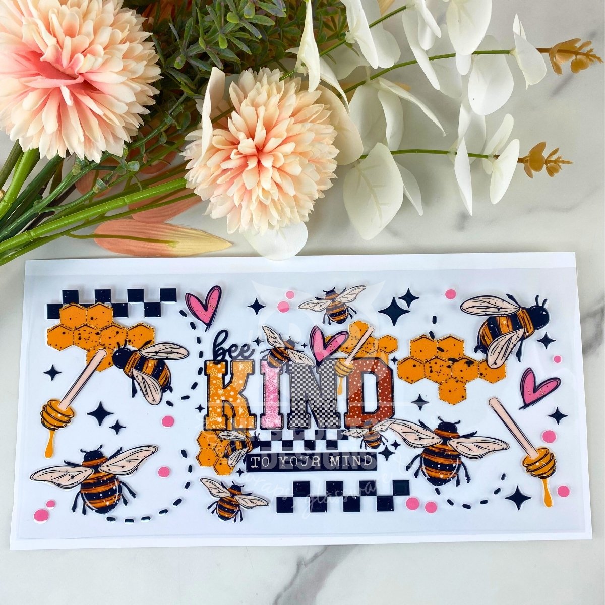 Bee Kind to your mind | 16 oz UV DTF Wrap