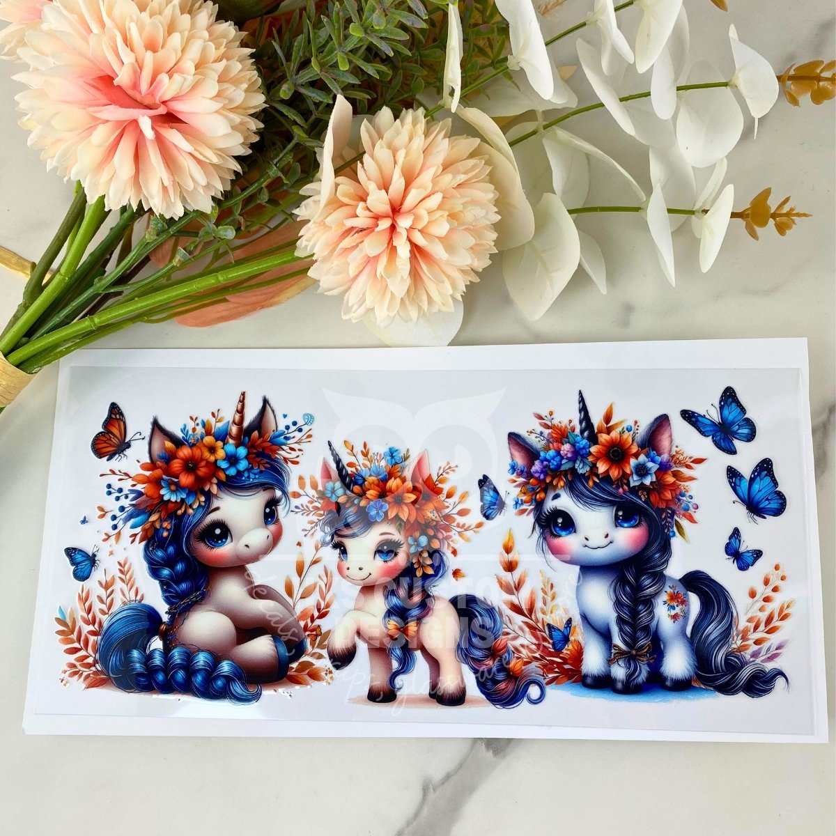 Floral Unicorn | 16 oz UV DTF Wrap