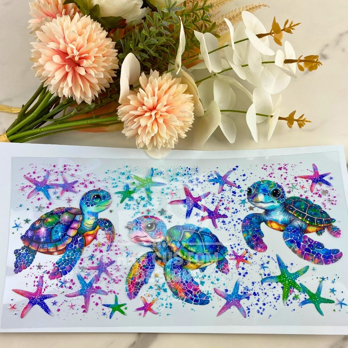 Sparkle Turtles | 40 oz UV DTF Wrap