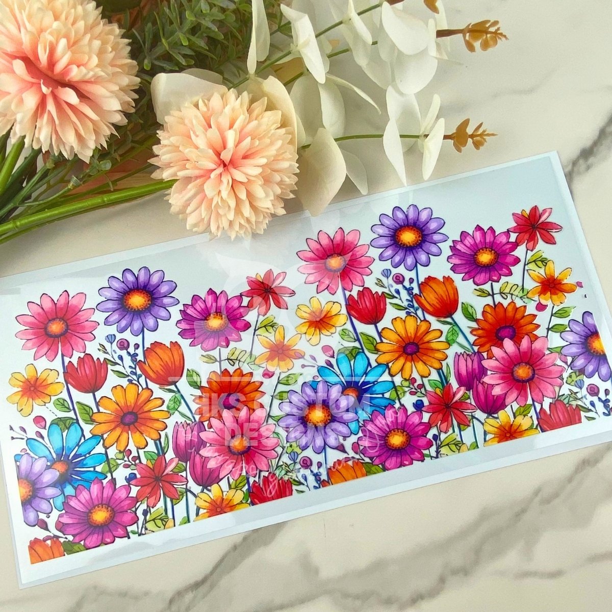 Colorful Wildflower Daisy | 40 oz UV DTF Wrap