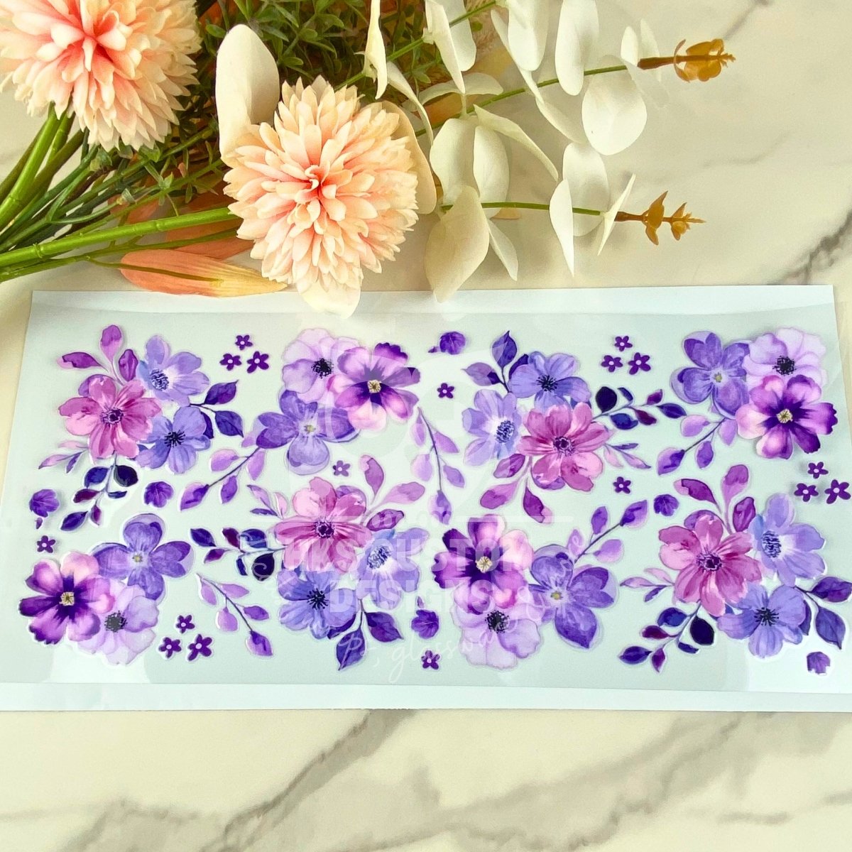 Purple Flowers | 40 oz UV DTF Wrap