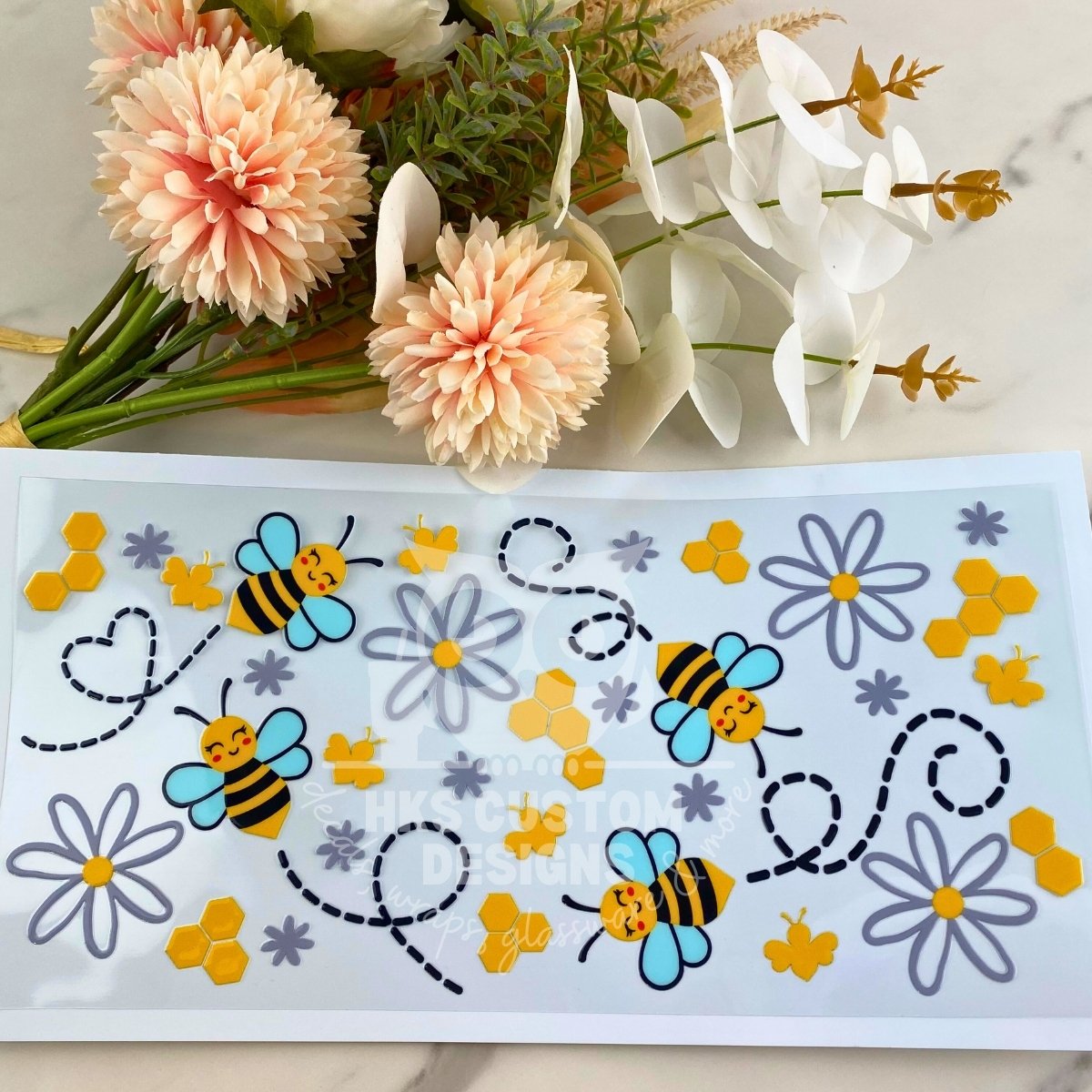 Happy Bees | 40 oz UV DTF Wrap