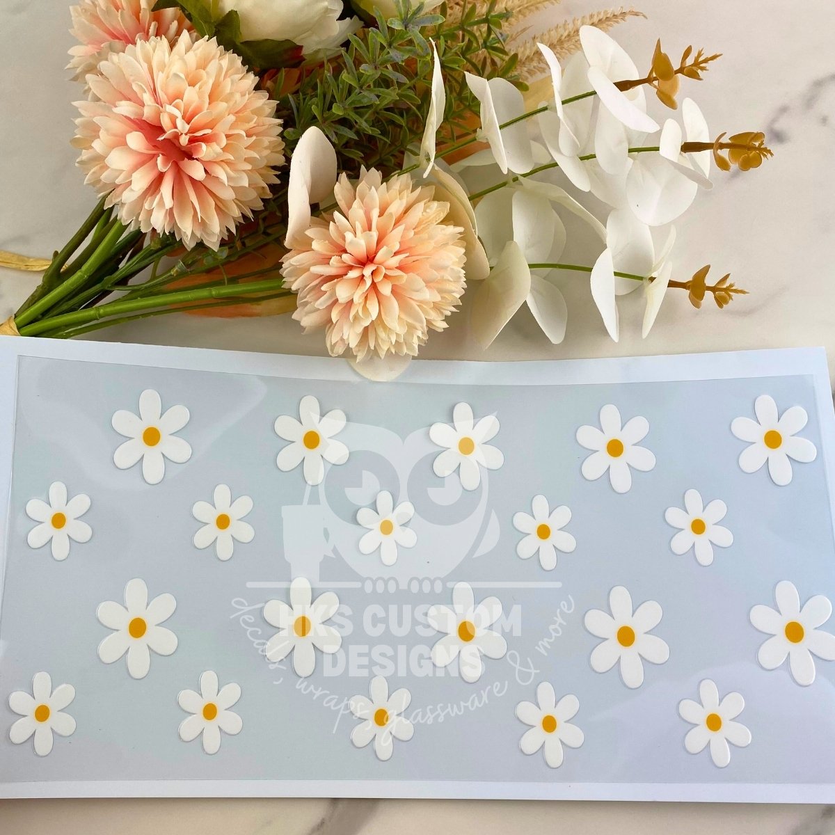 Simple White Daisy | 40 oz UV DTF Wrap
