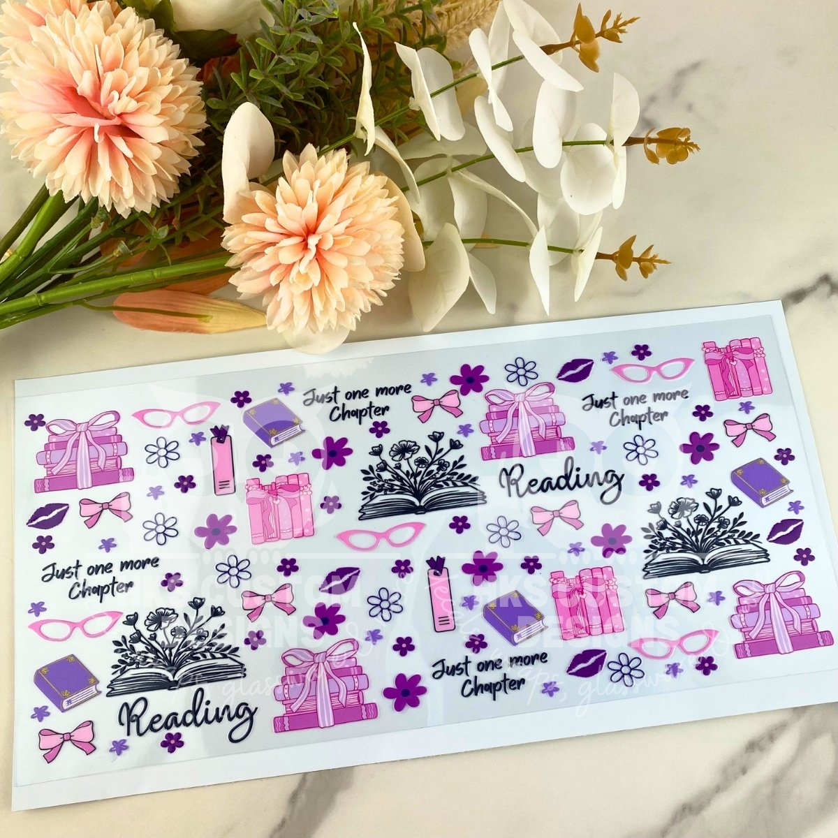 Pink and Purple Books | 40 oz UV DTF Wrap